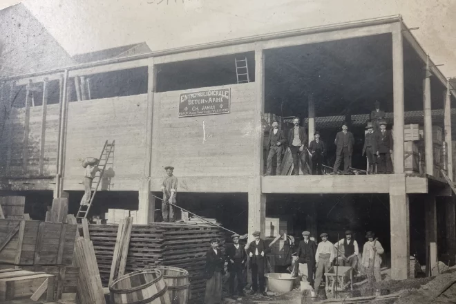 Bouw van een hangar van gewapend beton: 1919